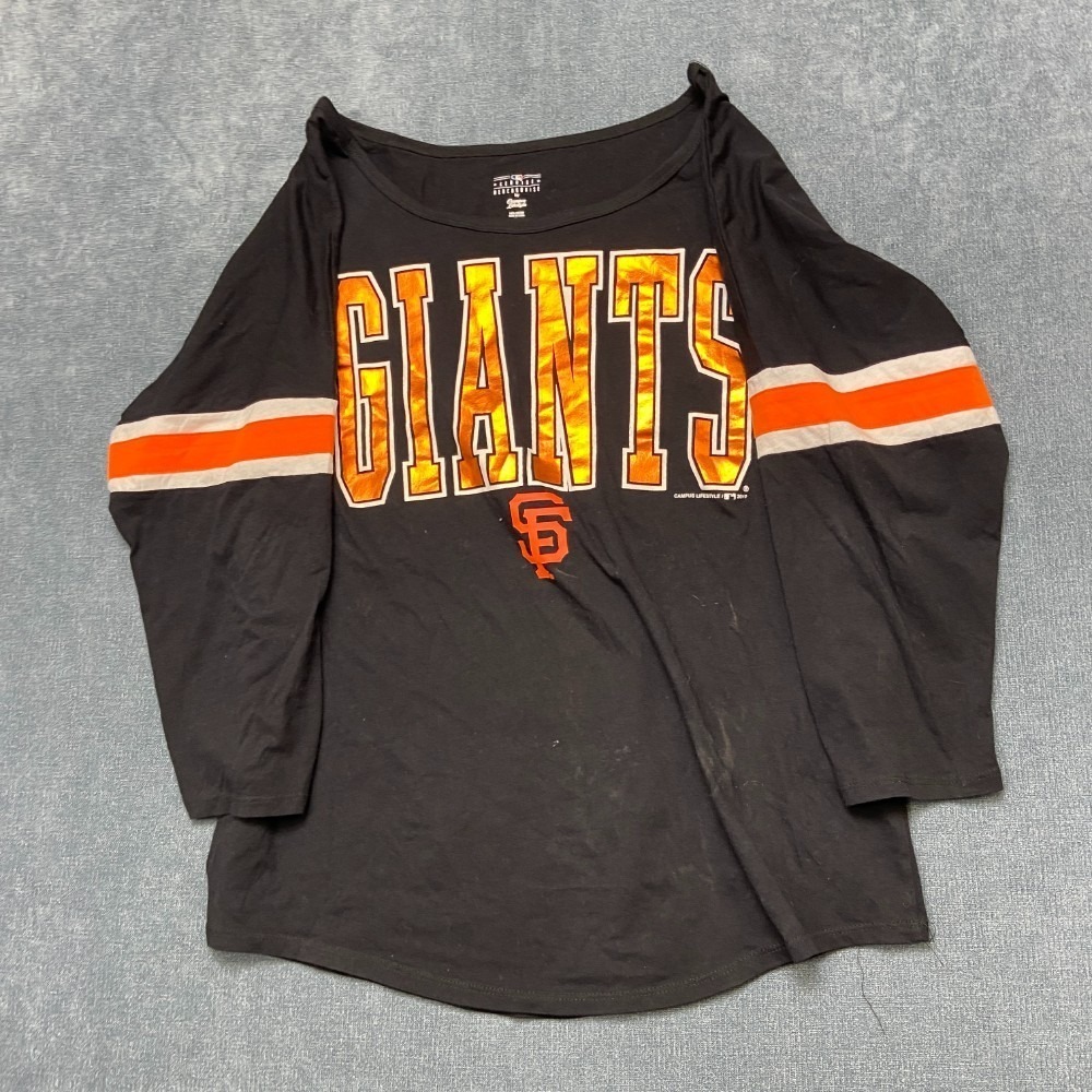 San Francisco Giants Shirt Womens XL Black Campus Lifestyle Baseball MLB Graphic